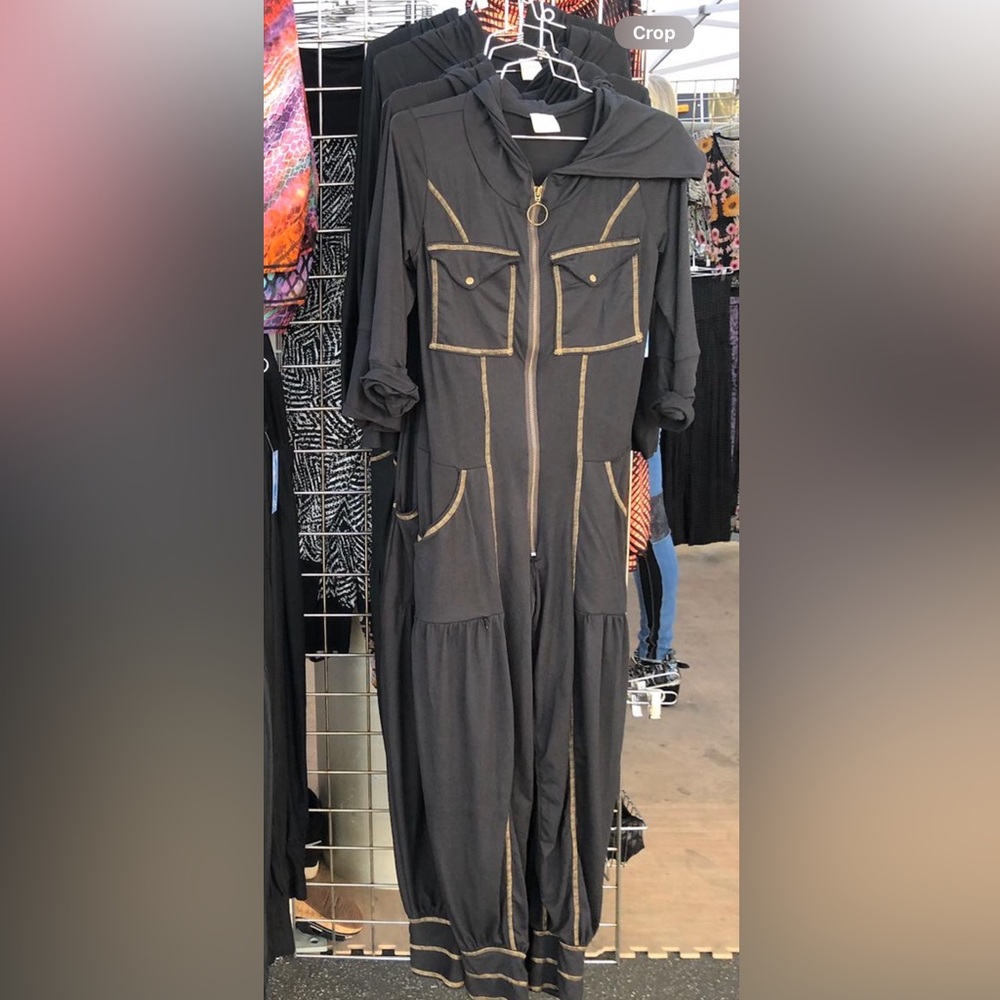 Stylish Black Jumpsuit with Gold Accents